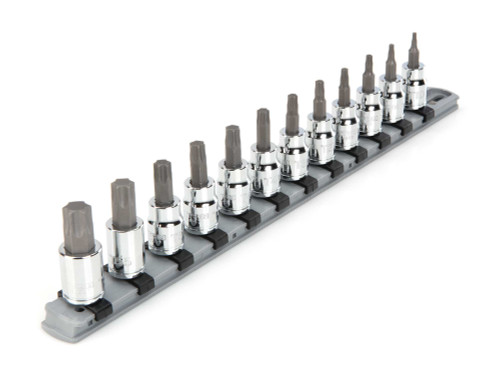 T10 - T60 Tekton 3/8" Dr Torx Bit Socket Set with Rail 12 Pcs - SHB91103 New Pro Torque Tools