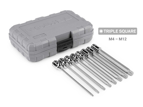 M4 - M12 Tekton 3/8" Long Triple Square Bit Socket Set with Case 8 Pcs - SHB91318 New Pro Torque Tools