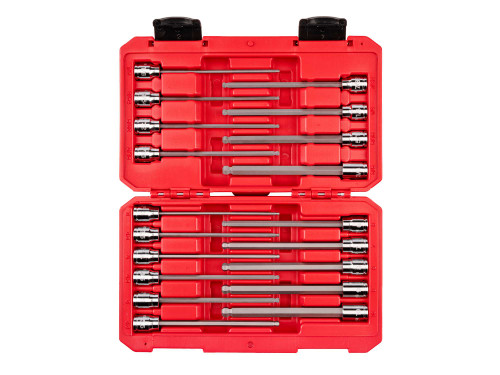 1/8 - 3/8", 3 - 10 MM Tekton 3/8" Dr Long Ball End Hex Bit Socket Set with Case 19 Pcs - SHB91321 New Pro Torque Tools