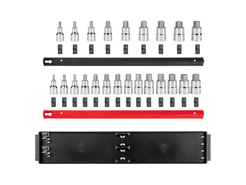 1/4 - 3/4", 6 - 19 MM Tekton 1/2" Dr Hex Bit Socket Set with Rails and Tray 23 Pcs - SHB92202 New Pro Torque Tools