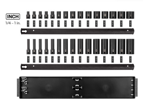 1/4 - 1" Tekton 3/8" Dr Shallow and Deep Impact Socket Set with Rails and Tray 12 Pt 30 Pcs - SID91214 New Pro Torque Tools