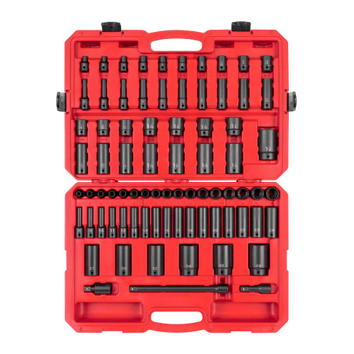 5/16 - 1-1/2", 8 - 39 MM Tekton 1/2" Dr Shallow and Deep Impact Socket and Accessory Set with Case 12 Pt 78 Pcs - SID92408 New Pro Torque Tools
