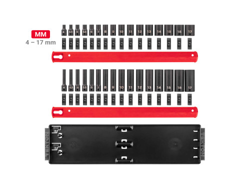 4 - 17 MM Tekton 1/4" Dr Shallow and Deep Impact Socket Set with Rails and Tray 6 Pt 32 Pcs - SID90201 New Pro Torque Tools
