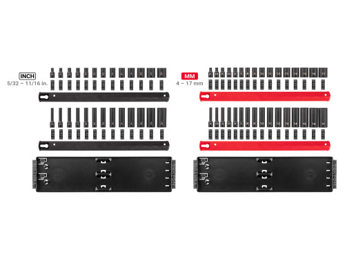 5/32 - 11/16", 4 - 17 MM Tekton 1/4" Dr Shallow and Deep Impact Socket Set with Rails and Trays 6 Pt 58 Pcs - SID90202 New Pro Torque Tools