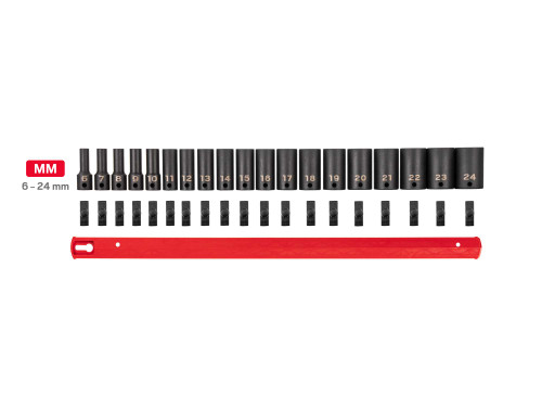 6 - 24 MM Tekton 3/8" Dr Semi-Deep Impact Socket Set with Rail 6 Pt 19 Pcs - SID91117 New Pro Torque Tools