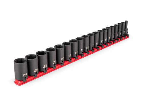 6 - 24 MM Tekton 3/8" Dr Semi-Deep Impact Socket Set with Rail 6 Pt 19 Pcs - SID91117 New Pro Torque Tools