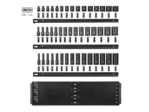 1/4 - 1" Tekton 3/8" Dr Shallow, Semi-Deep, and Deep Impact Socket Set with Rails and Trays 6 Pt 45 Pcs - SID91122 New Pro Torque Tools