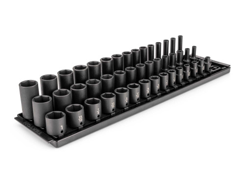 1/4 - 1" Tekton 3/8" Dr Shallow, Semi-Deep, and Deep Impact Socket Set with Rails and Trays 6 Pt 45 Pcs - SID91122 New Pro Torque Tools