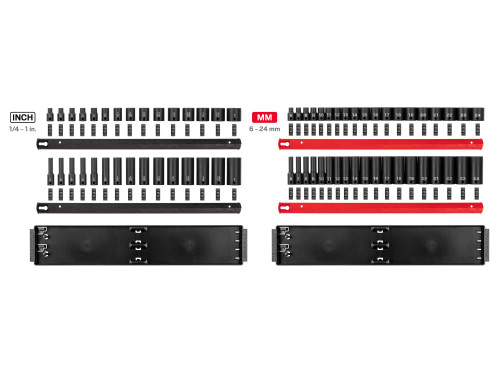 1/4 - 1", 6 - 24 MM Tekton 3/8" Dr Shallow and Deep Impact Socket Set with Rails and Trays 6 Pt 68 Pcs - SID91218 New Pro Torque Tools