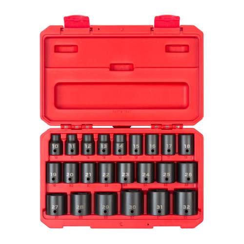 10 - 32 MM Tekton 1/2" Dr Shallow Impact Socket Set with Case 6 Pt 23 Pcs - SID92322 New Pro Torque Tools