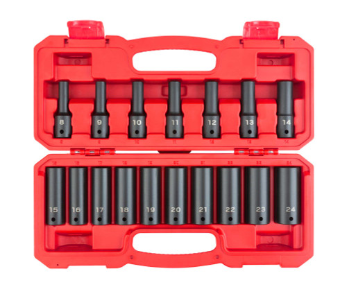 8 - 24 MM Tekton 1/2" Dr Deep Impact Socket Set with Case 6 Pt 17 Pcs - SID92329 New Pro Torque Tools