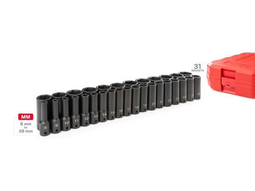 8 - 38 MM Tekton 1/2" Dr Deep Impact Socket Set with Case 6 Pt 31 Pcs - SID92335 New Pro Torque Tools