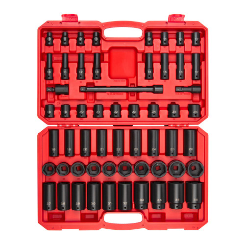 10 - 36 MM Tekton 1/2" Dr Shallow and Deep Impact Socket and Accessory Set with Case 6 Pt 57 Pcs - SID92401 New Pro Torque Tools