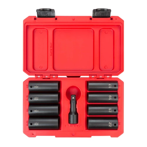 3/4 - 15/16", 17 - 22 MM Tekton 1/2" Dr Deep Impact Lug Nut Socket Set with Case 9 Pcs - SID92415 New Pro Torque Tools