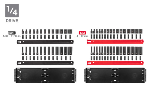 5/32 - 1-1/2", 4 - 38 MM Tekton 1/4, 3/8, 1/2" Dr Shallow and Deep Impact Socket Set with Rails and Trays 6 Pt 230 Pcs - SID99200 New Pro Torque Tools