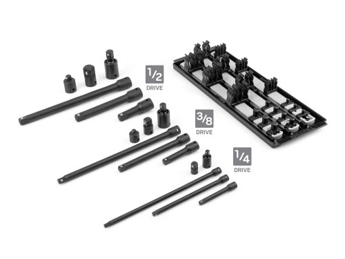 Tekton 1/4, 3/8, 1/2" Dr Impact Extension and Accessory Set with Rails and Tray 17 Pcs - SIA99201 New Pro Torque Tools