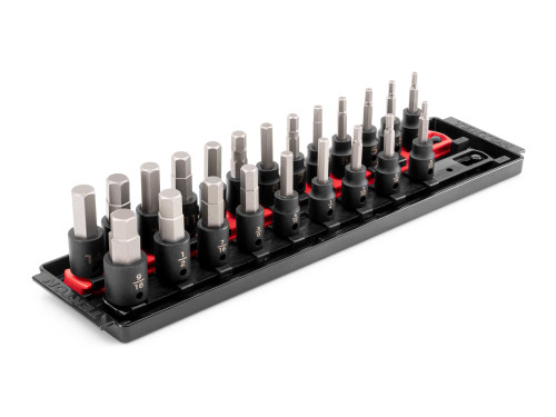 5/32 - 9/16", 4 - 14 MM Tekton 3/8" Dr Hex Impact Bit Socket Set with Rails and Tray 22 Pcs - SIB91201 New Pro Torque Tools