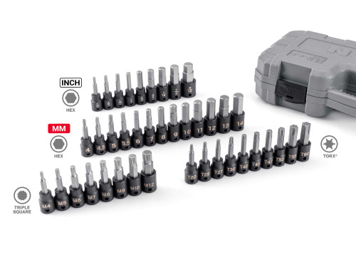 Tekton 3/8" Dr Hex, Torx, Triple Square Impact Bit Socket Set with Case 40 Pcs - SIB91301 New Pro Torque Tools