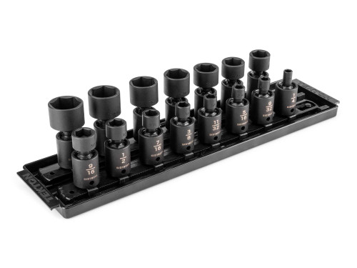 1/4 - 1" Tekton 3/8" Dr Shallow Universal Joint Impact Socket Set with Rails and Tray 6 Pt 15 Pcs - SID97101 New Pro Torque Tools