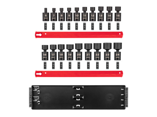 6 - 24 MM Tekton 3/8" Dr Shallow Universal Joint Impact Socket Set with Rails and Tray 6 Pt 19 Pcs - SID97103 New Pro Torque Tools