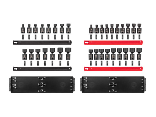 1/4 - 1", 6 - 24 MM Tekton 3/8" Dr Shallow Universal Joint Impact Socket Set with Rails and Trays 6 Pt 34 Pcs - SID97201 New Pro Torque Tools