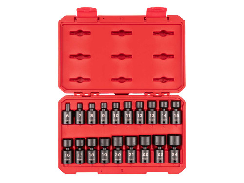 6 - 24 MM Tekton 3/8" Dr Shallow Universal Joint Impact Socket Set with Case 6 Pt 19 Pcs - SID97302 New Pro Torque Tools