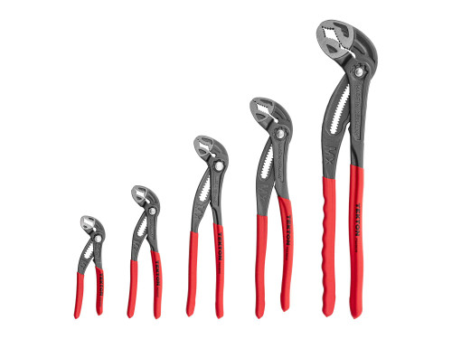 5, 7, 10, 12, 16" Tekton Angle Nose Push Button Adjustable Pliers Set 5 Pcs - PGA93002 New Pro Torque Tools