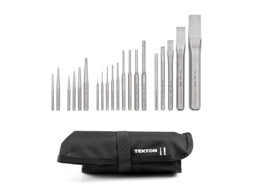 Tekton Punch and Chisel Set with Roll Center, Solid, Pin, Chisel 20 Pcs - PNC99101 New Pro Torque Tools