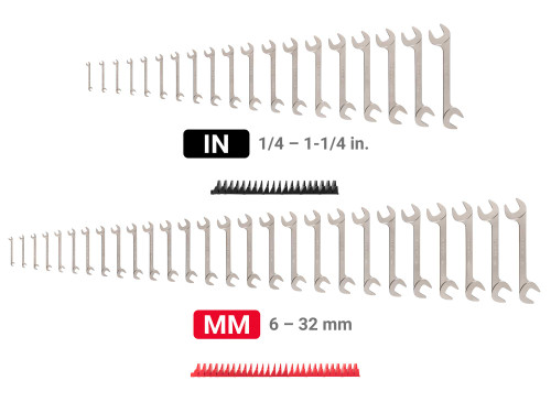 1/4 - 1-1/4", 6 - 32 MM Tekton Angle Head Open End Wrench Set with Modular Organizers 46 Pcs - WAE93503 New Pro Torque Tools