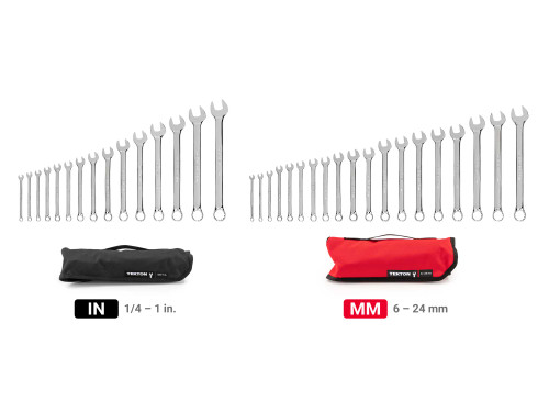 1/4 - 1", 6 - 24 MM Tekton Combination Wrench Set with Rolls 34 Pcs - WCB94302 New Pro Torque Tools