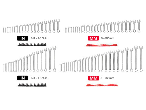 1/4 - 1-1/4", 6 - 32 MM Tekton Stubby and Standard Length Combination Wrench Set with Modular Organizers 92 Pcs - WCB95912 New Pro Torque Tools