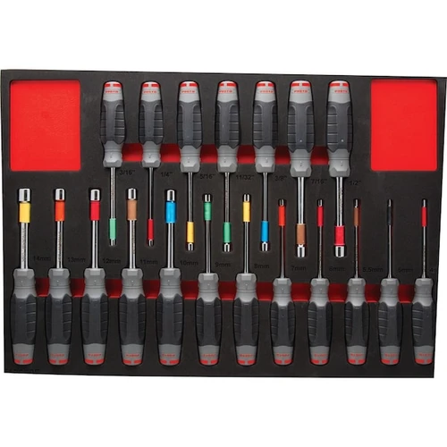 3/16 - 1/2", 4 - 14 mm Proto Nut Driver Set Ergonomic 19 Pcs 4" - J12000KV