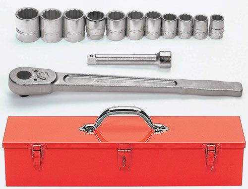 7/8 - 1 5/8" Williams 3/4" Dr Socket Tool Set 12 Pt 13 Pcs & Tool Box - WSH-13TB Pro Torque Tools