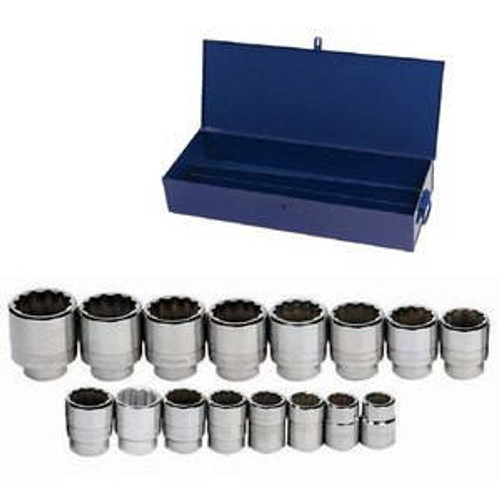 Williams 7/8 - 2 Williams 3/4 Dr Shallow Socket Set 12 Pt 16 Pcs and Tool Box - WSH-16TB