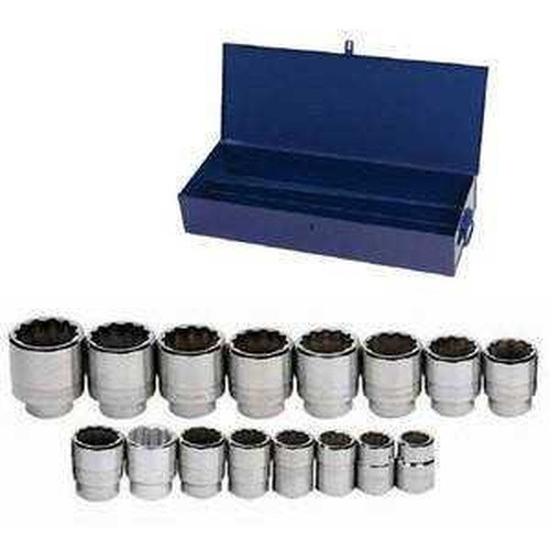 7/8 - 2" Williams 3/4" Dr Shallow Socket Set 12 Pt 16 Pcs & Tool Box - WSH-16TB