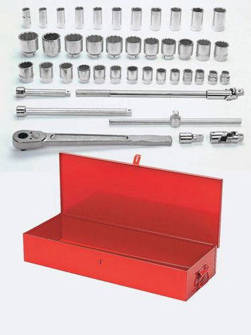 Williams 3/4 - 2 3/8 Williams 3/4 Dr Shallow and Deep Socket and Tool Set 12 Pt 43 Pcs and Tool Box - WSH-43TB