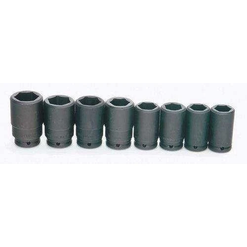 1 9/16 - 2" Williams 3/4" Dr Deep Impact Socket Set 6 Pt 7 Pcs & Clip Rail - WS-16-7H