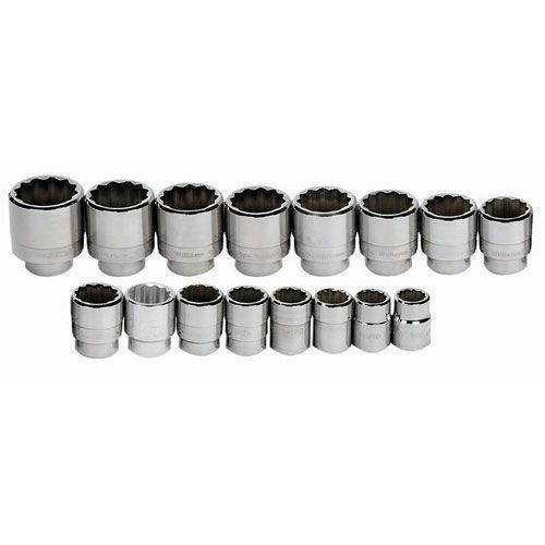7/8 - 2" Williams 3/4" Dr Shallow Socket Set 12 Pt 16 Pcs - WSH-16RC