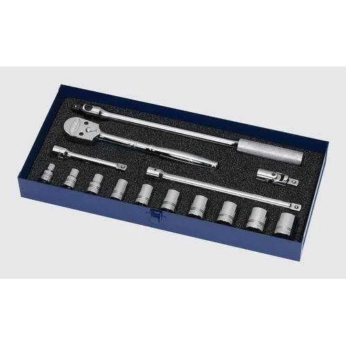 7/16 - 1" Williams 1/2" Dr Shallow Socket & Tool Set 12 Pt 15 Pcs & Tool Box - WSS-15FTB