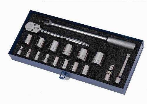 3/8 - 1 1/4" Williams 1/2" Dr Shallow Socket & Tool Set 6 Pt 18 Pcs & Tool Box - WSS-18HFTB Pro Torque Tools