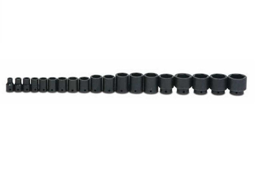 3/8 - 1 1/2" Williams 1/2" Dr Shallow Impact Socket Set 6 Pt 19 Pcs - WS-4-19RC Pro Torque Tools