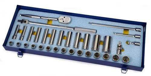 10 - 24MM Shallow & 13 - 30 Deep Williams 1/2" Dr Socket & Tool Set 12 Pt 33 Pcs & Tool Box - MSS-33FTB Pro Torque Tools
