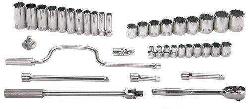 3/8 - 1 1/2" Shallow & 1/2 -1 1/8" Deep Williams 1/2" Dr Socket & Tool Set 12 Pt 38 Pcs - WSS-38F Pro Torque Tools