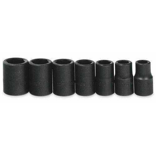 7/16 - 13/16" Williams 1/2" Dr Shallow Impact Socket Set 6 Pt 7 Pcs - WS-4-7RC