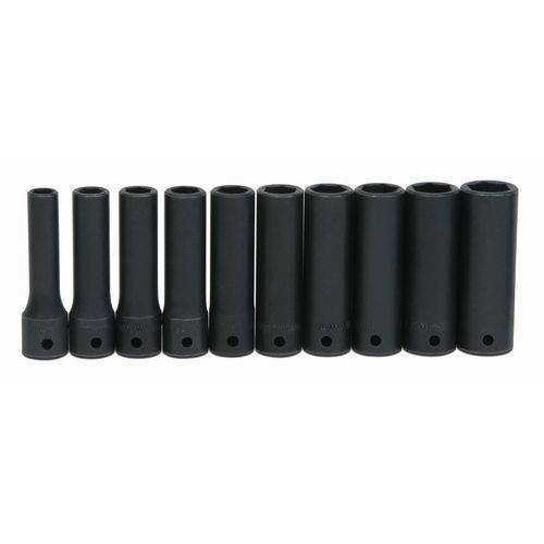 10 - 19MM Williams 1/2" Dr Deep Impact Socket Set 6 Pt 10 Pcs - MS-14-10HRC