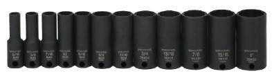5/16 - 1" Williams 3/8" Dr Deep Impact Socket Set 12 Pt 12 Pcs - 36922 New Pro Torque Tools