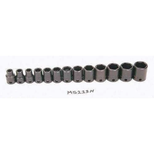 7 - 19MM Williams 3/8" Dr Shallow Impact Socket Set 6 Pt 13 Pcs - MS-2-13H