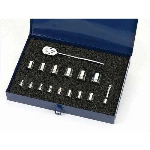 8 - 24MM Williams 3/8" Dr Shallow Socket & Tool Set 12 Pt 16 Pcs & Tool Box - MSB-16FTB