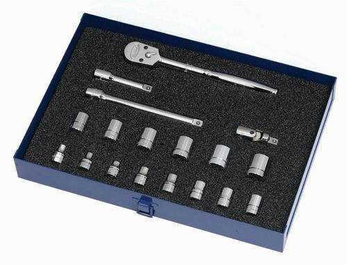 6 - 19MM Williams 3/8 Dr Socket & Tool Set 6 Pt 18 Pcs & Tool Box - MSB-18HFTB Pro Torque Tools