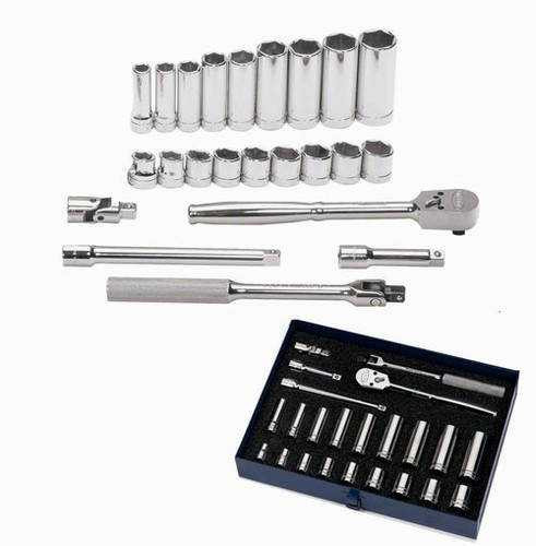 3/8 - 7/8" Williams 3/8" Dr Shallow & Deep Socket & Tool Set 6 Pt 23 Pcs & Tool Box - WSB-23HFTB Pro Torque Tools